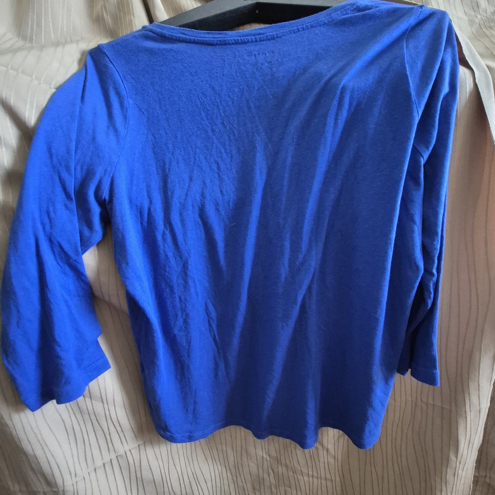 Blue 3/4 Sleeve Shirt - Picture 2 of 4